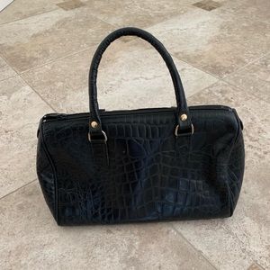 Black genuine leather handbag